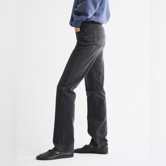 Abercrombie & Fitch Mid Rise 90s Straight Jean Washed Black Curve Love Size 36 - Picture 4 of 15